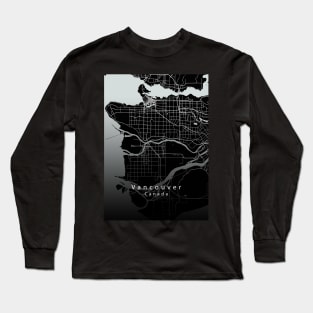 Vancouver Canada City Map dark Long Sleeve T-Shirt